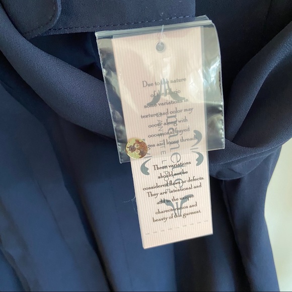 S NANETTE NANETTE LEPORE Pleated Hidden-Button Long-Sleeve Shirt Navy Blue - Picture 5 of 11